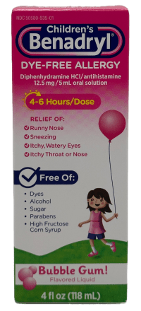 Children's Benadryl - Bubble Gum Flavored Liquid - 4 Fl oz